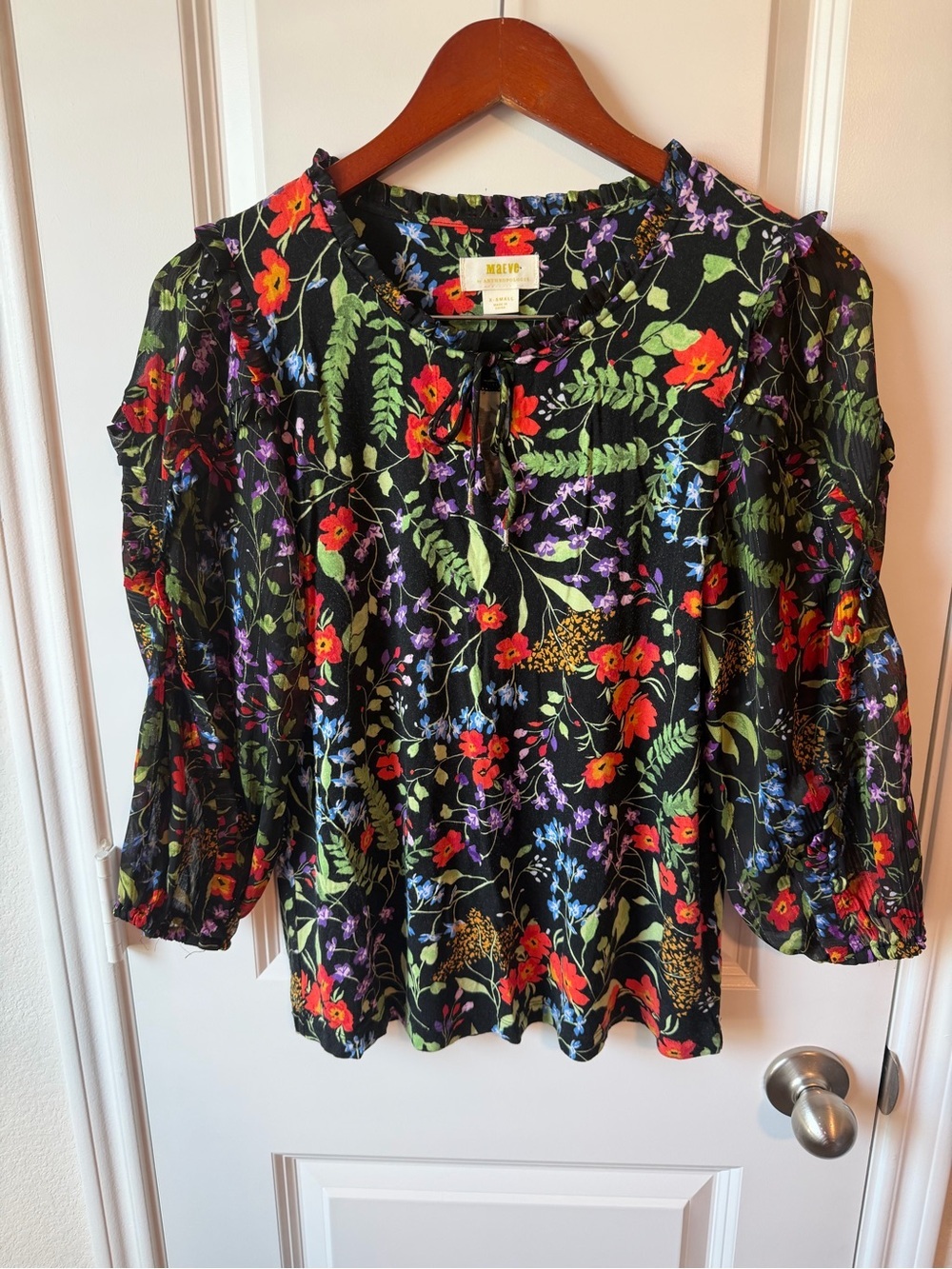 Anthropologie Maeve Jacquin Peasant Floral Blouse - Picture 2 of 5